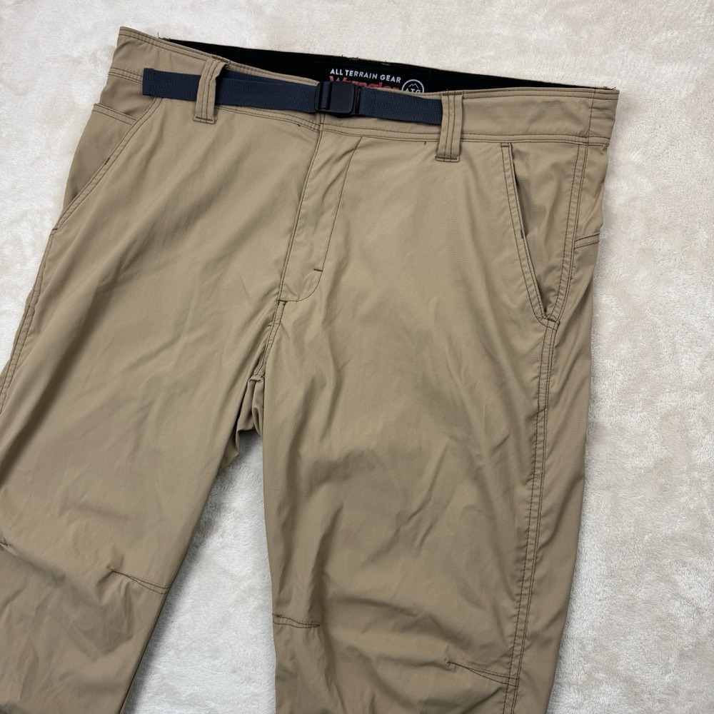 Wrangler ATG Pants Men 37x30 Tan All Terrain Gear Hiking Outdoor Belted